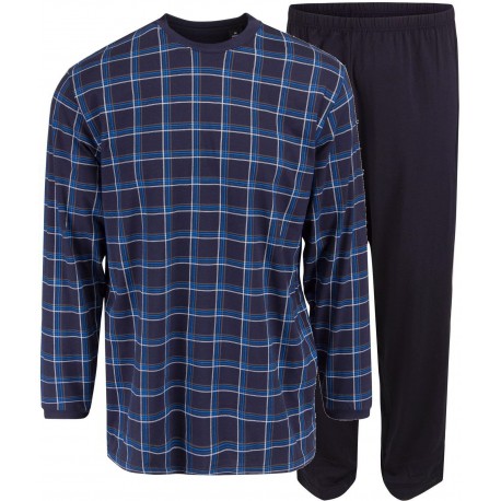 Ambassador pijama jersey - a cuadros azul